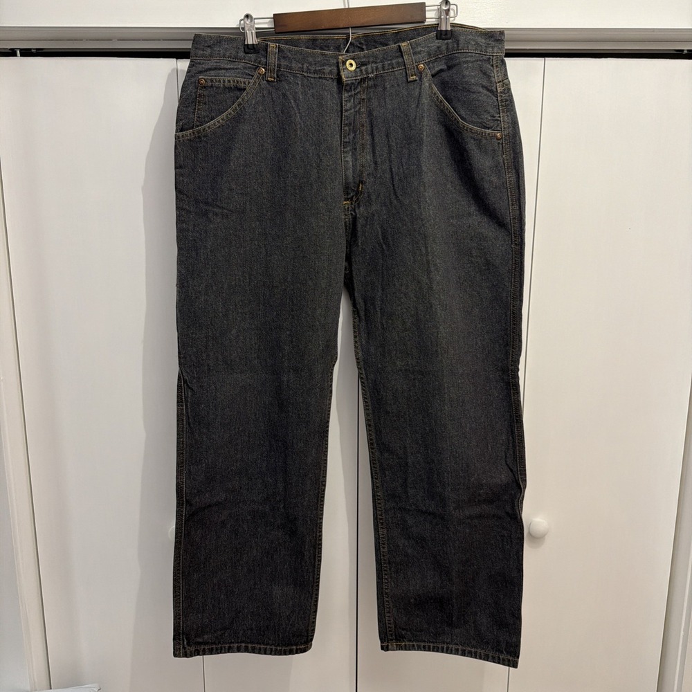 VTG Polo 67‎ Carpenter C-5 Ralph Lauren 38x30 DARK Wash Cotton Jeans, WIDE LEG!